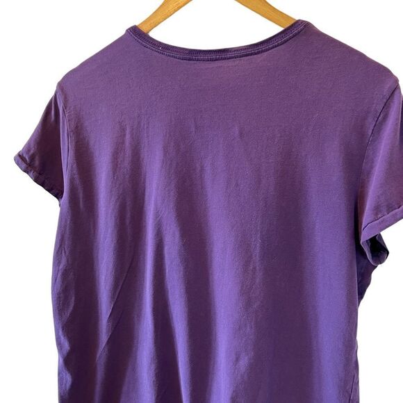 Purple Graphic Print Short Sleeve Cotton Tee Shirt L - Picture 4 of 7